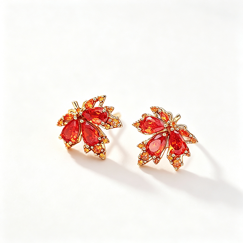 Golden Maple Leaf CZ Jewelry