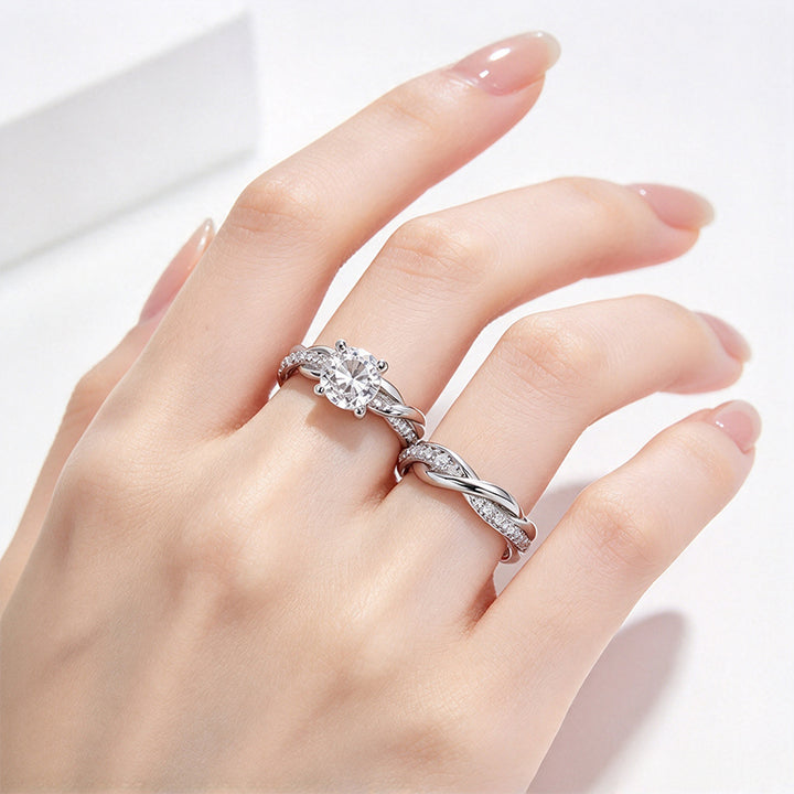 Zircon Four-Prong Twist Ring Set