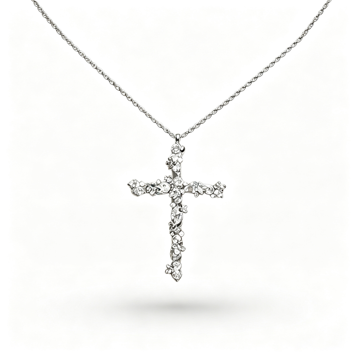 Vintage Floral Cross Necklace