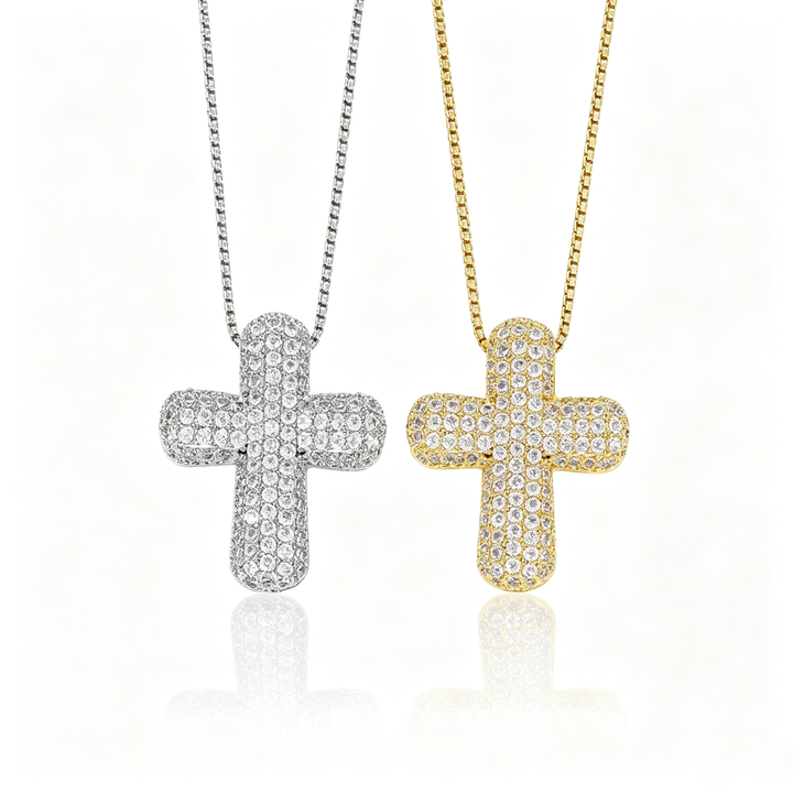 Sparkly Paved Cross Pendant Necklace