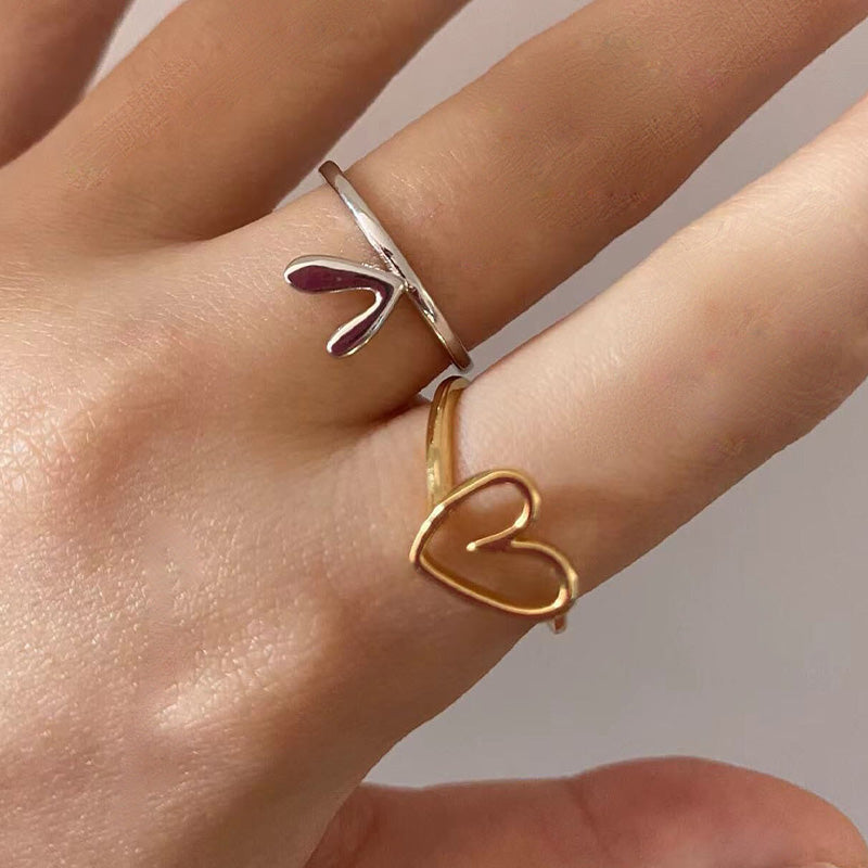 Irregular Heart Two-Piece Ring Set