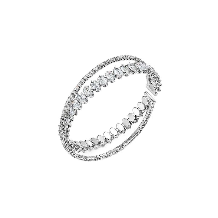 Multi Row Zircon Open Bangle