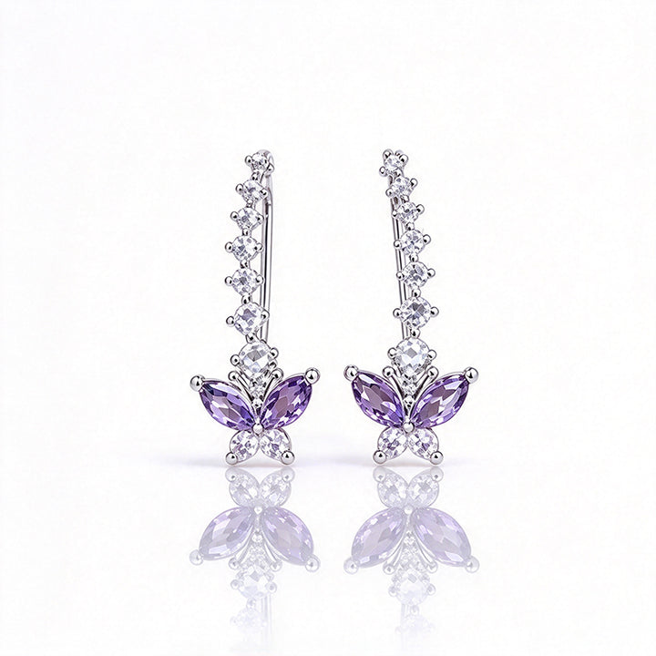 Purple butterfly earrings