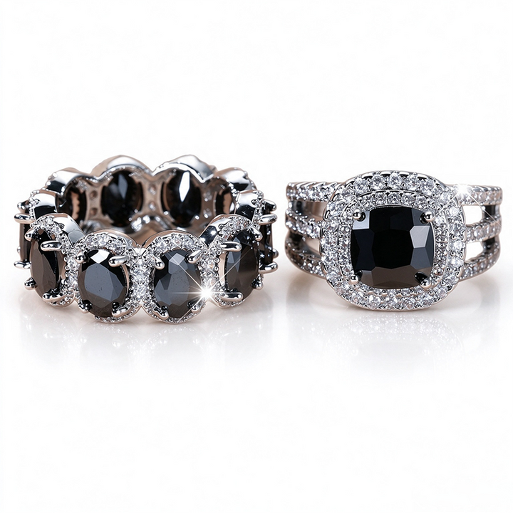 Egg-shaped ring set