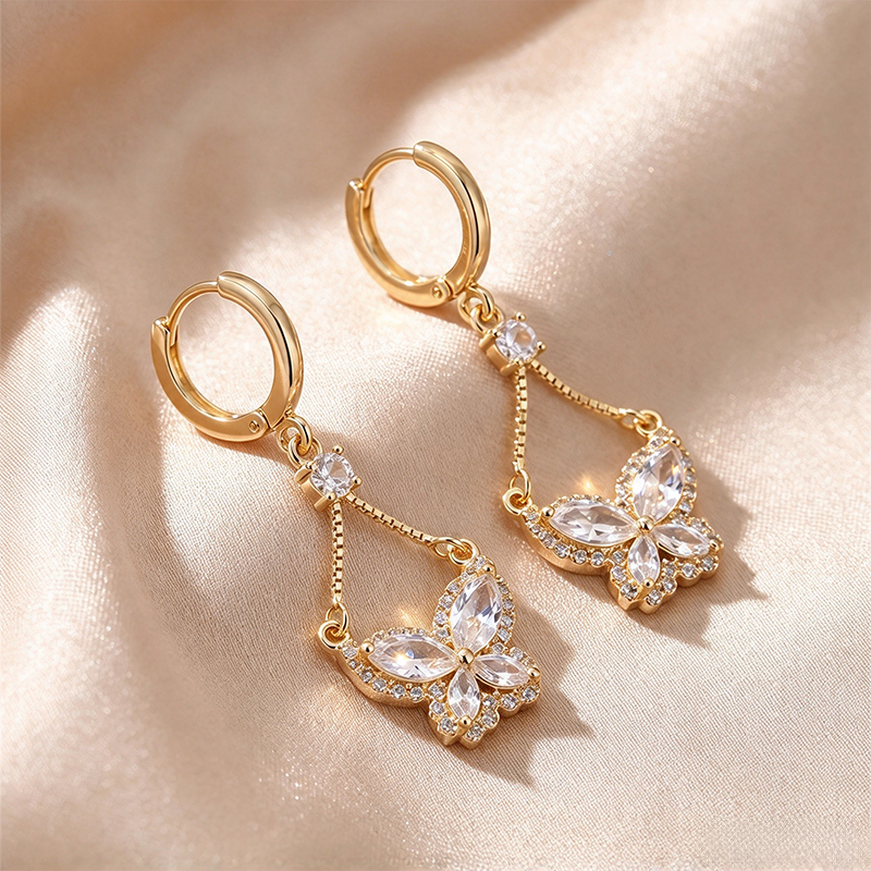 Gold butterfly earrings
