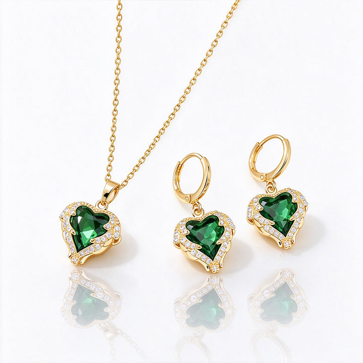 Heart-Shaped Necklace and Earring Set