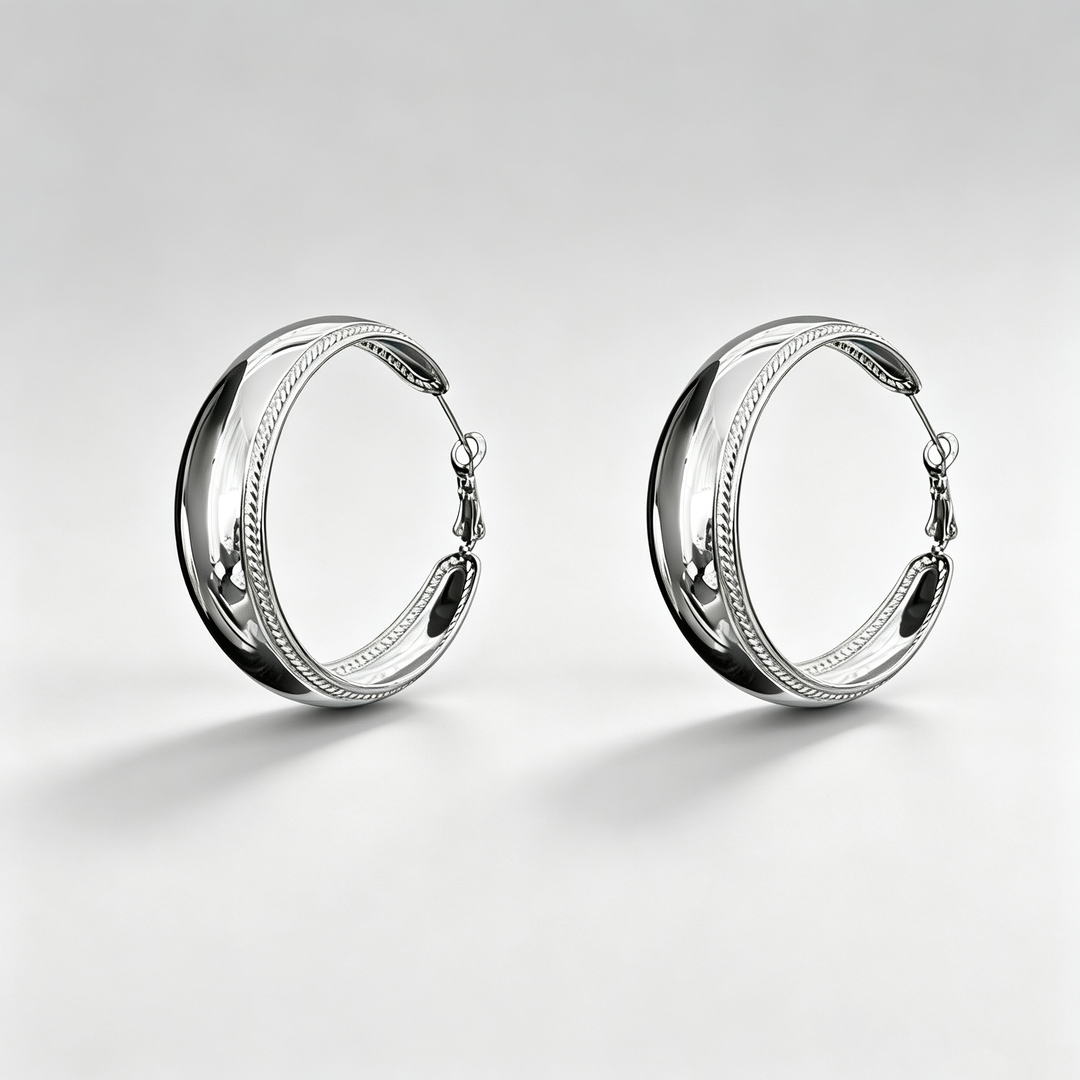 Vintage Smooth Wide C‑Hoop Ear Clips