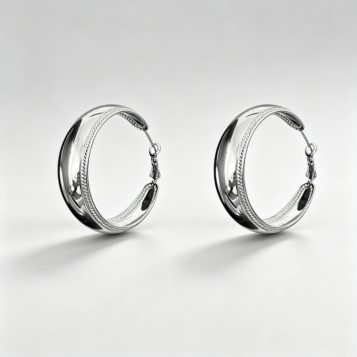 Vintage Smooth Wide C‑Hoop Ear Clips
