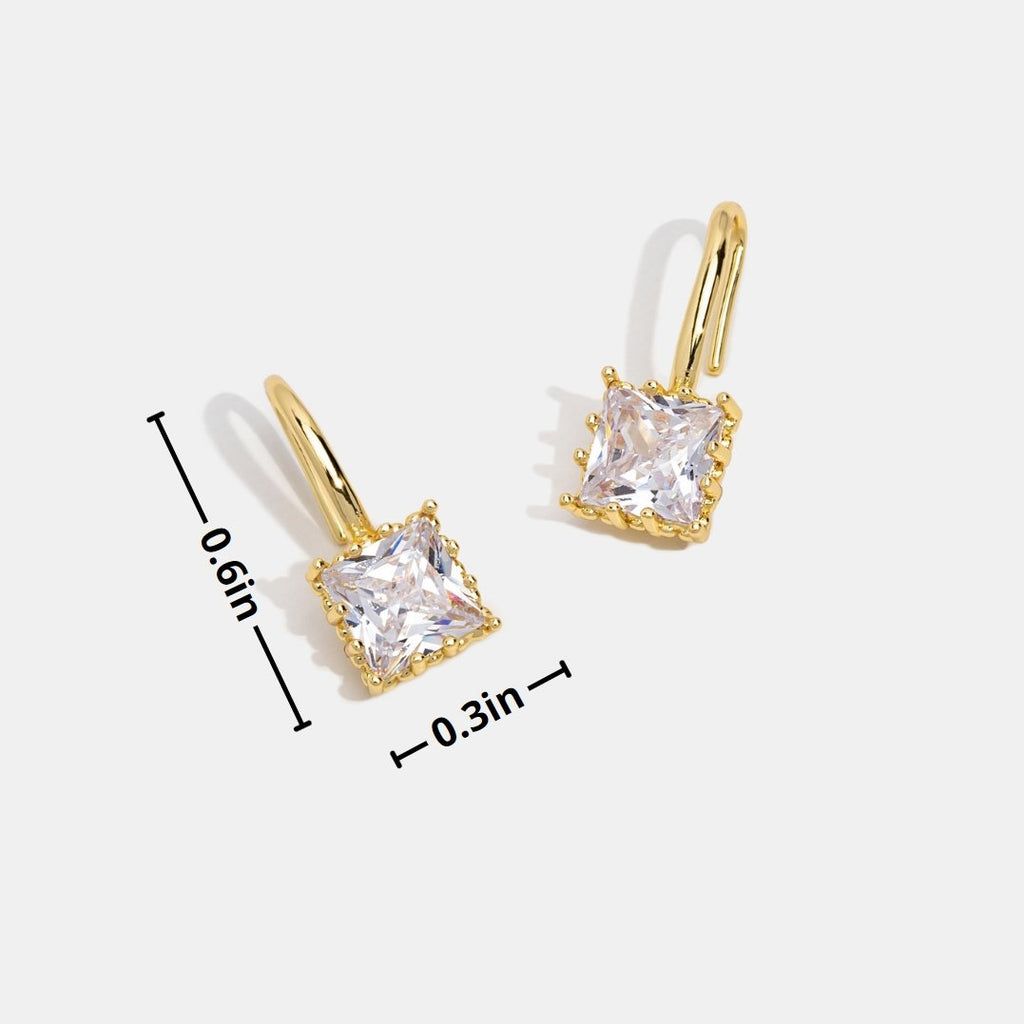 Elegant Square Gemstone Hook Dangle Earrings