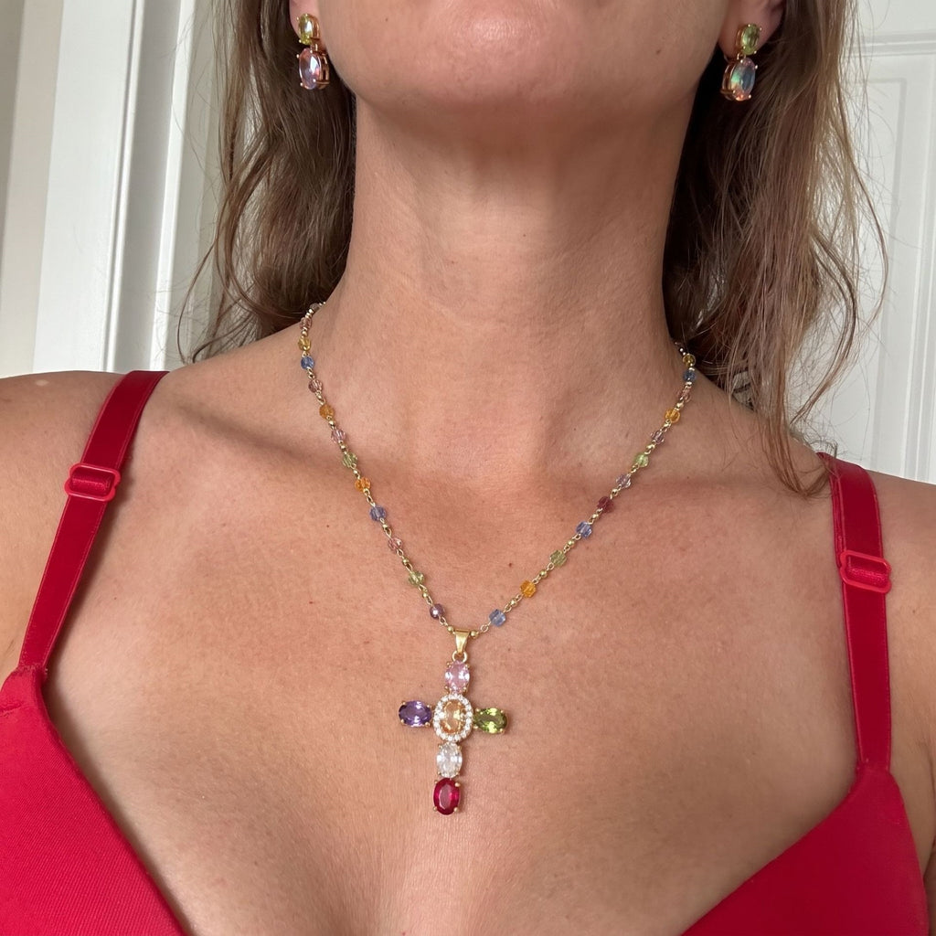 Colorful Cross Pendant Necklace