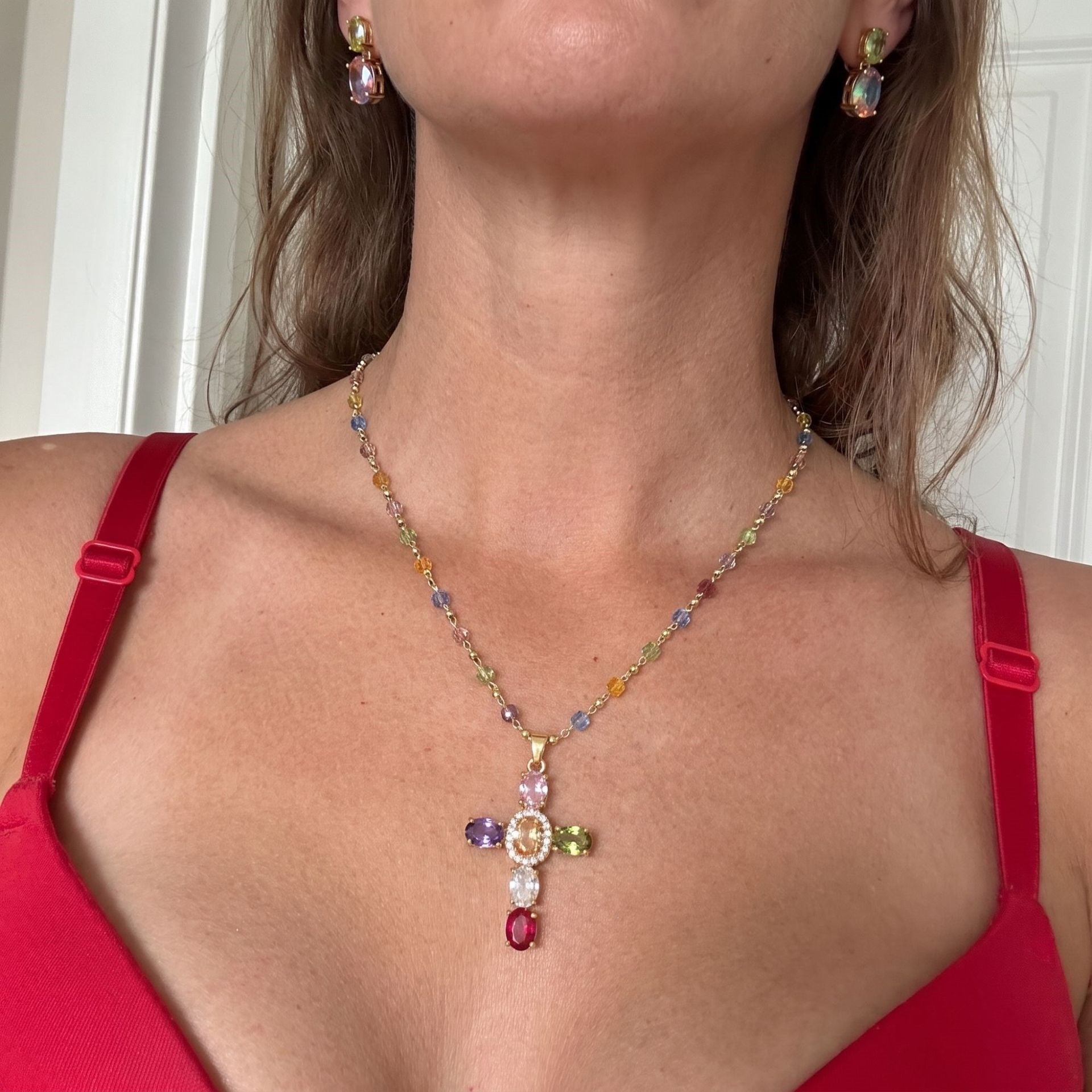Colorful Cross Pendant Necklace