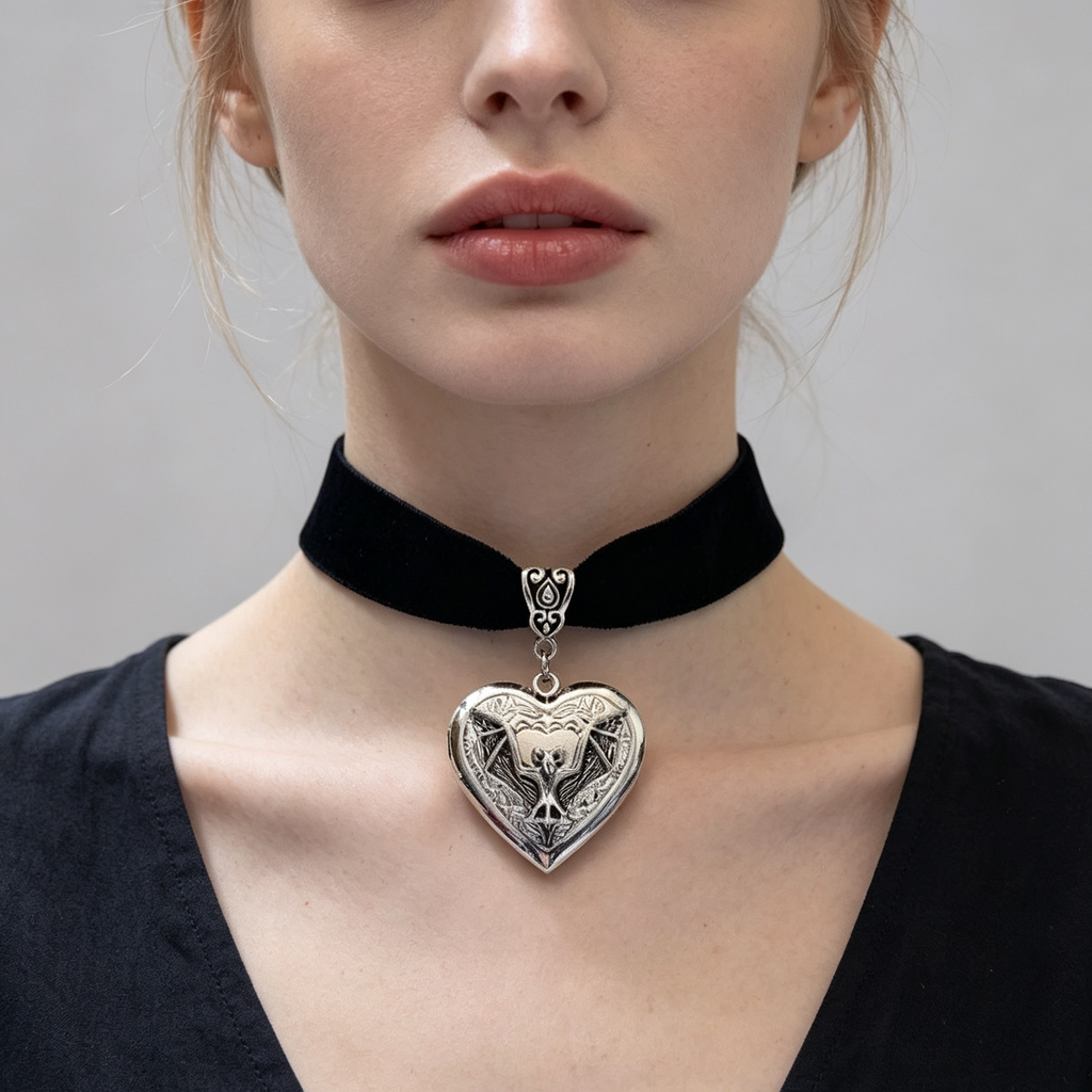 Mini Silver Heart Locket Necklace