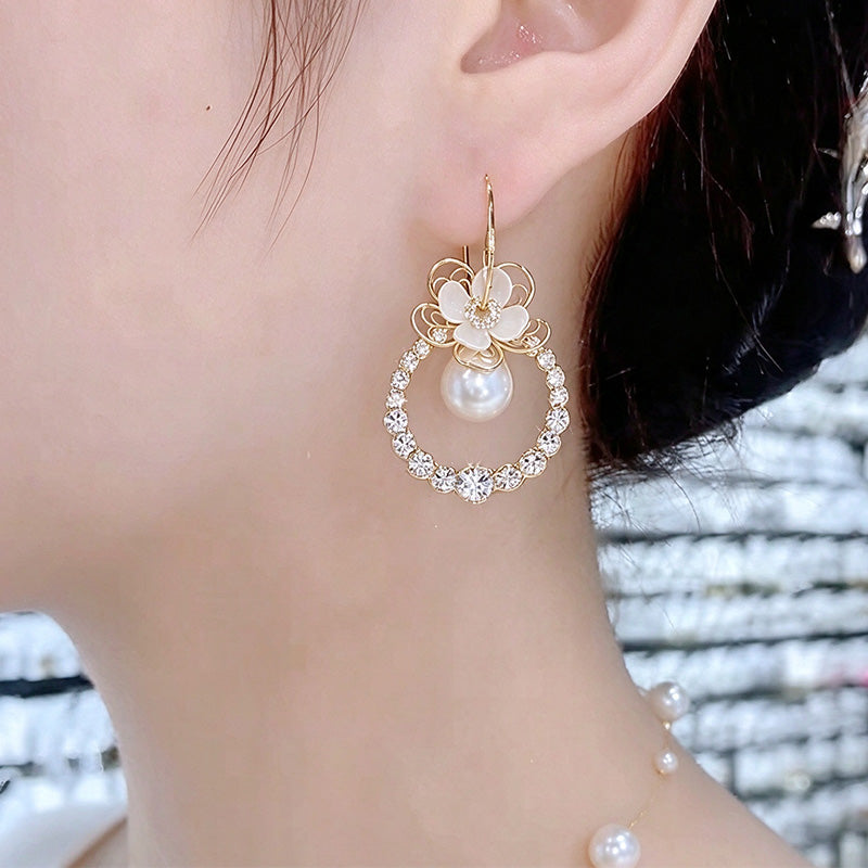 White flower earrings