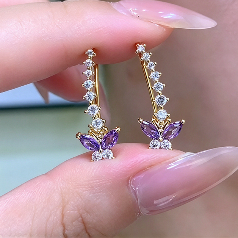 Purple butterfly earrings