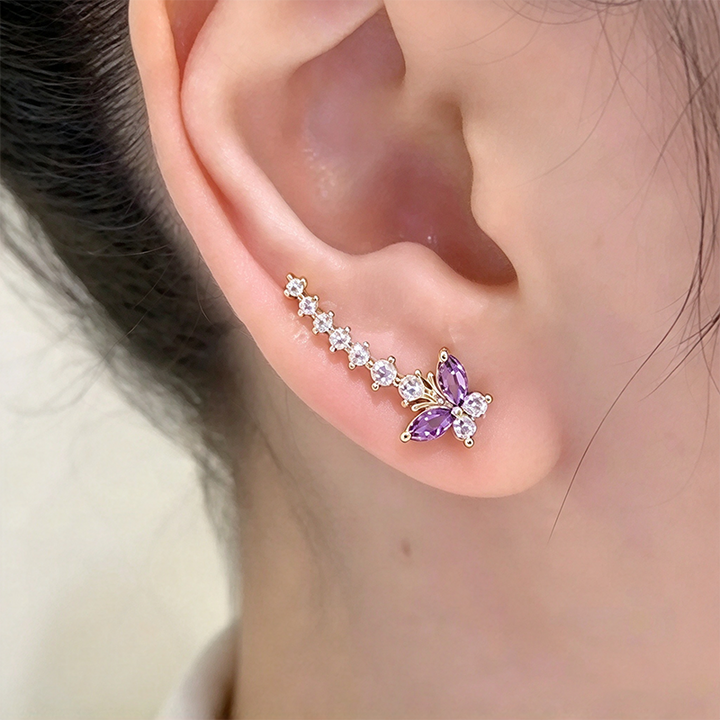 Purple butterfly earrings