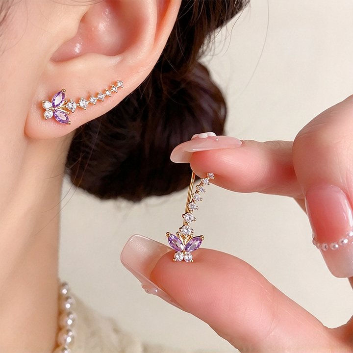 Purple butterfly earrings