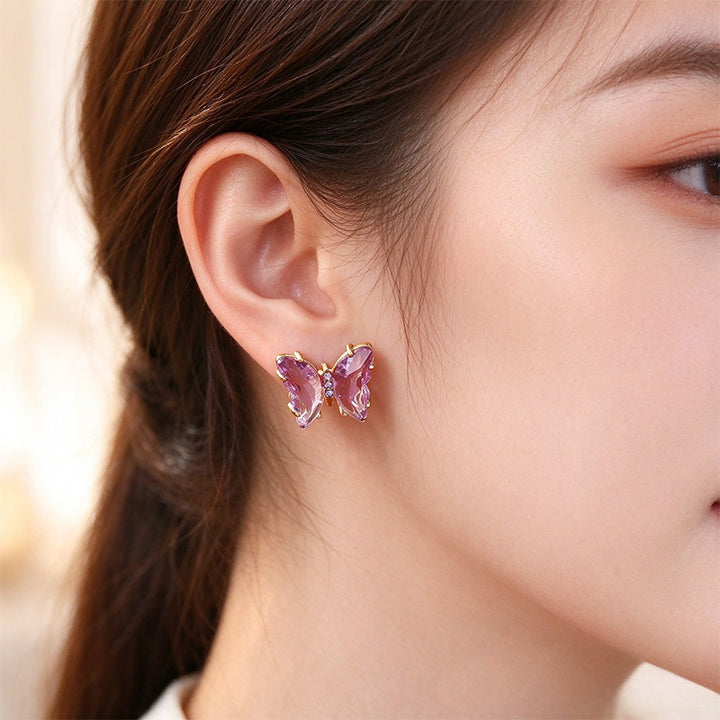 Purple Butterfly Necklace and Earrings