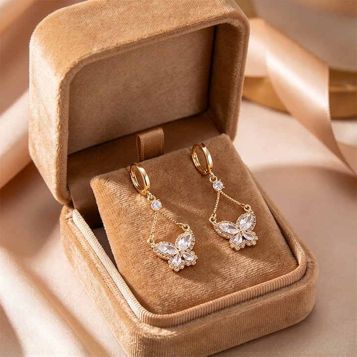 Gold butterfly earrings