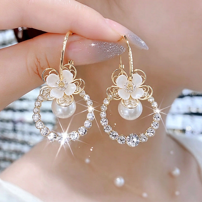 White flower earrings