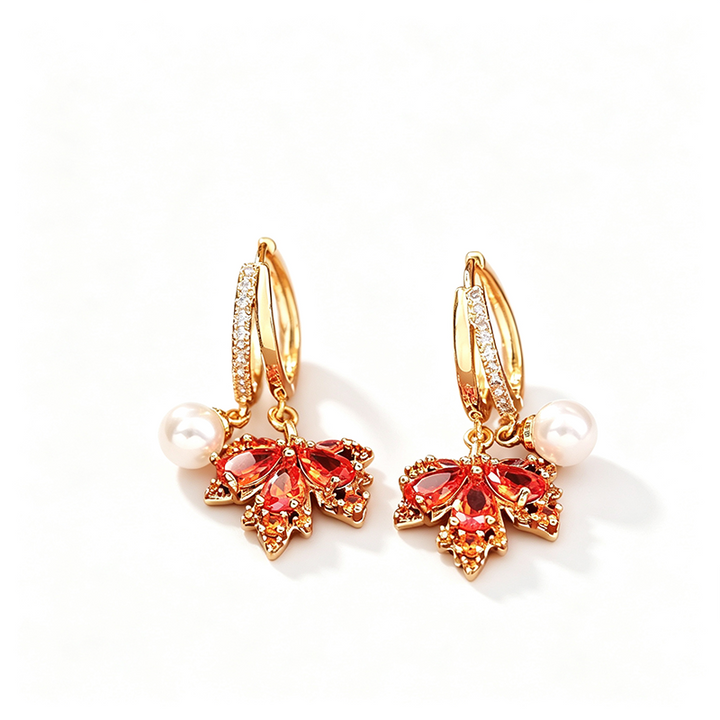Golden Maple Leaf CZ Jewelry