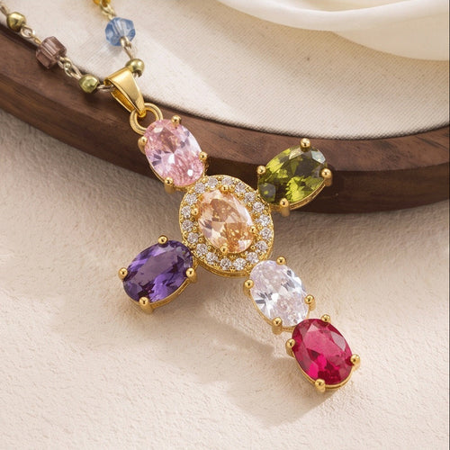 Colorful Cross Pendant Necklace