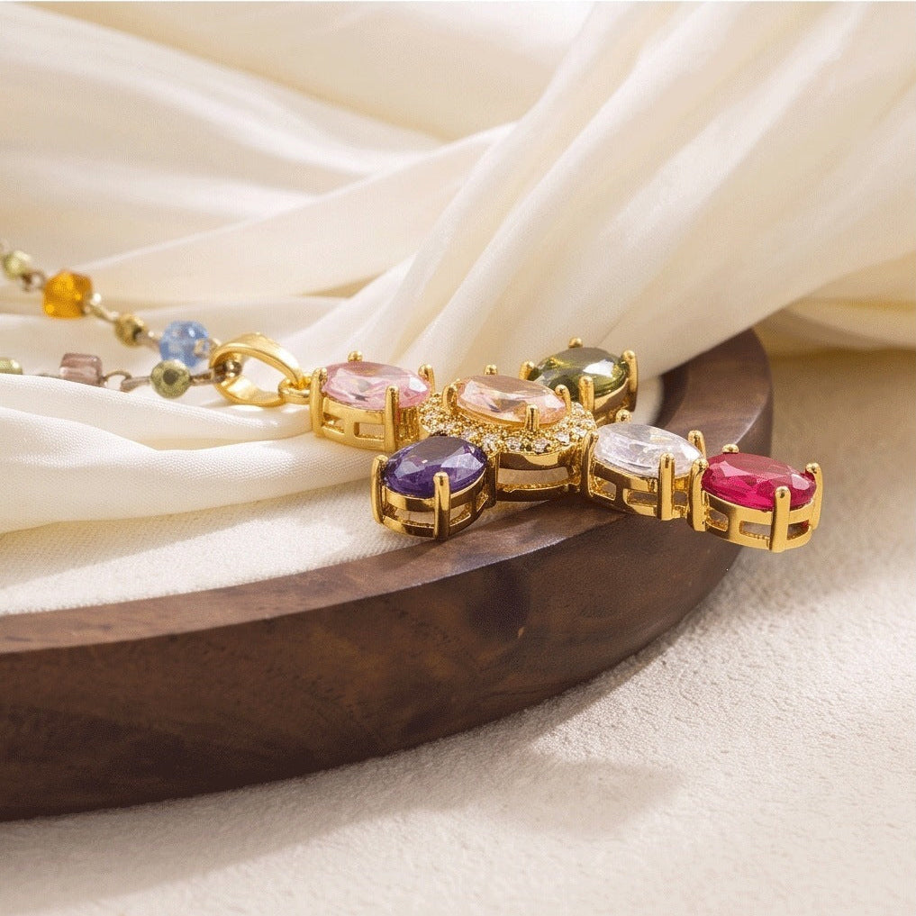 Colorful Cross Pendant Necklace