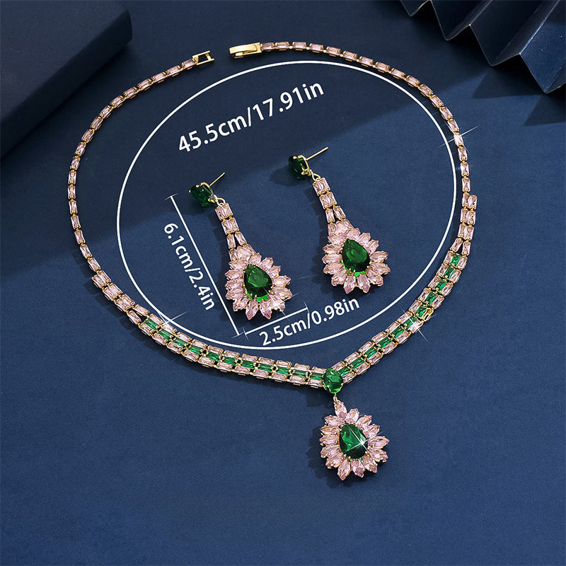 Zircon necklace and earring set