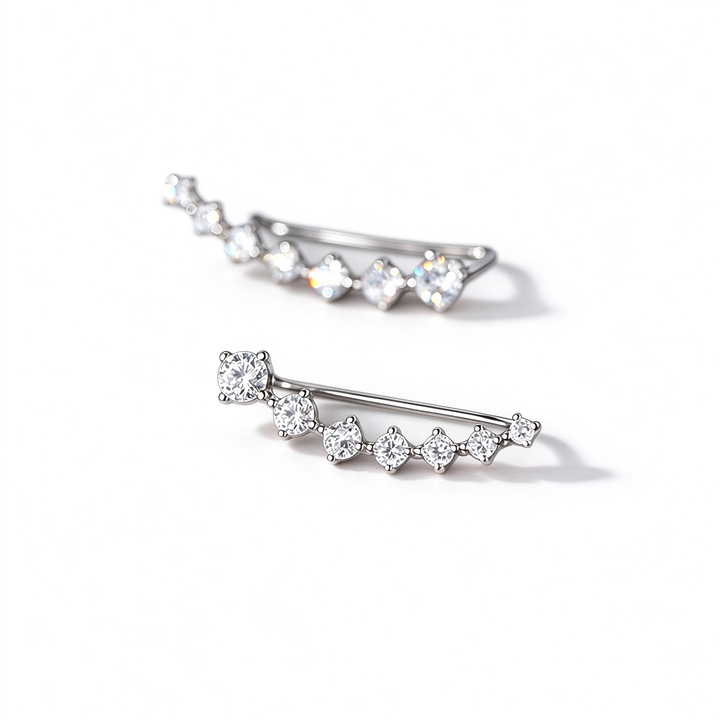 Sterling silver needle zircon stud earrings