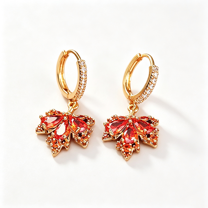 Golden Maple Leaf CZ Jewelry