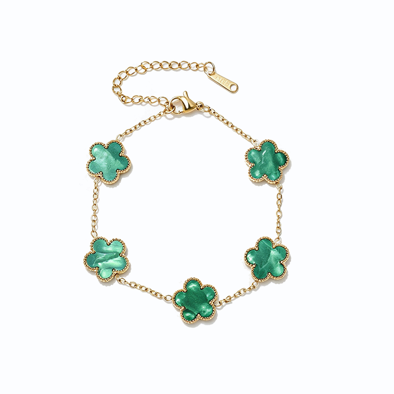 Titanium Steel Five Leaf Clover Bracelet