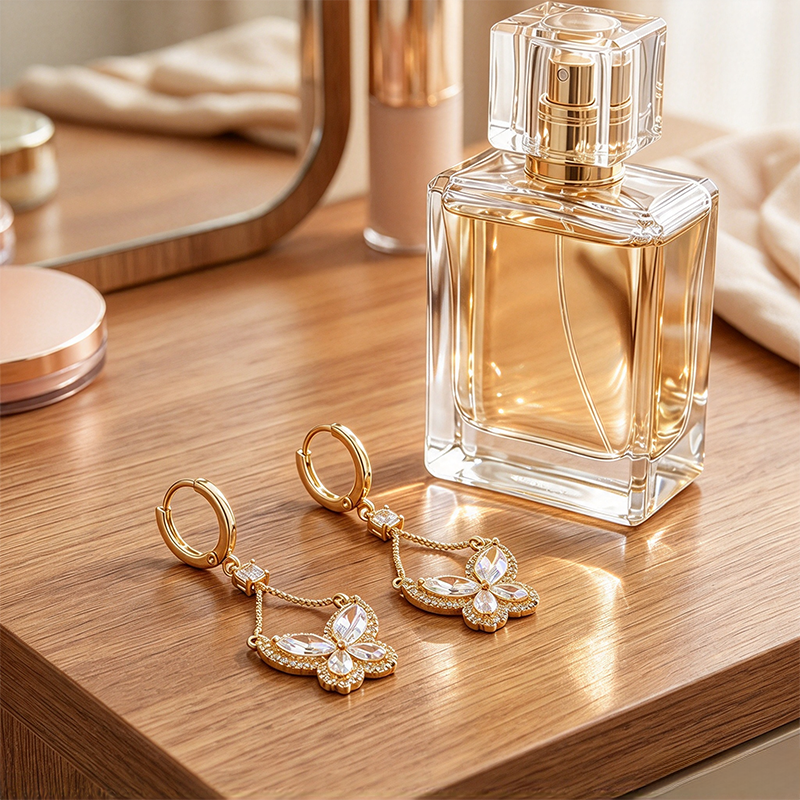 Gold butterfly earrings