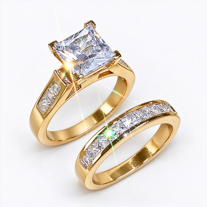 Square Zircon Ring Stack Set
