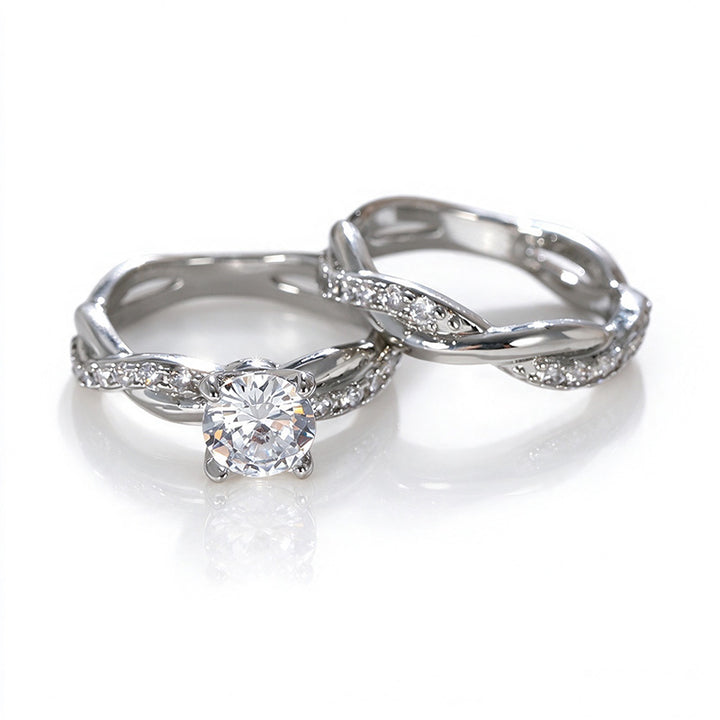 Zircon Four-Prong Twist Ring Set