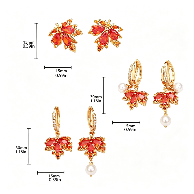 Golden Maple Leaf CZ Jewelry