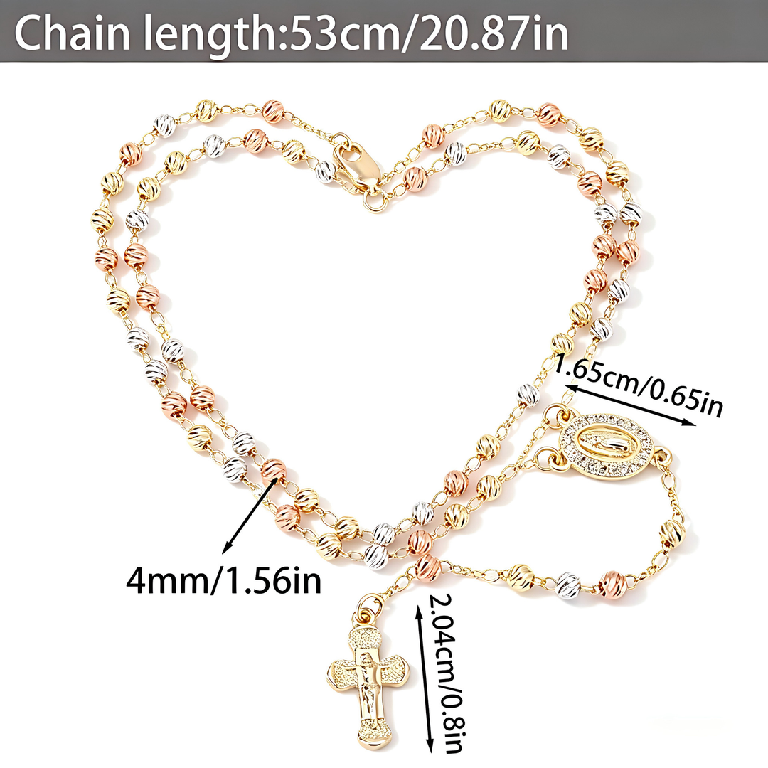 Virgin Mary Medal Beaded Y‑Shape Necklace