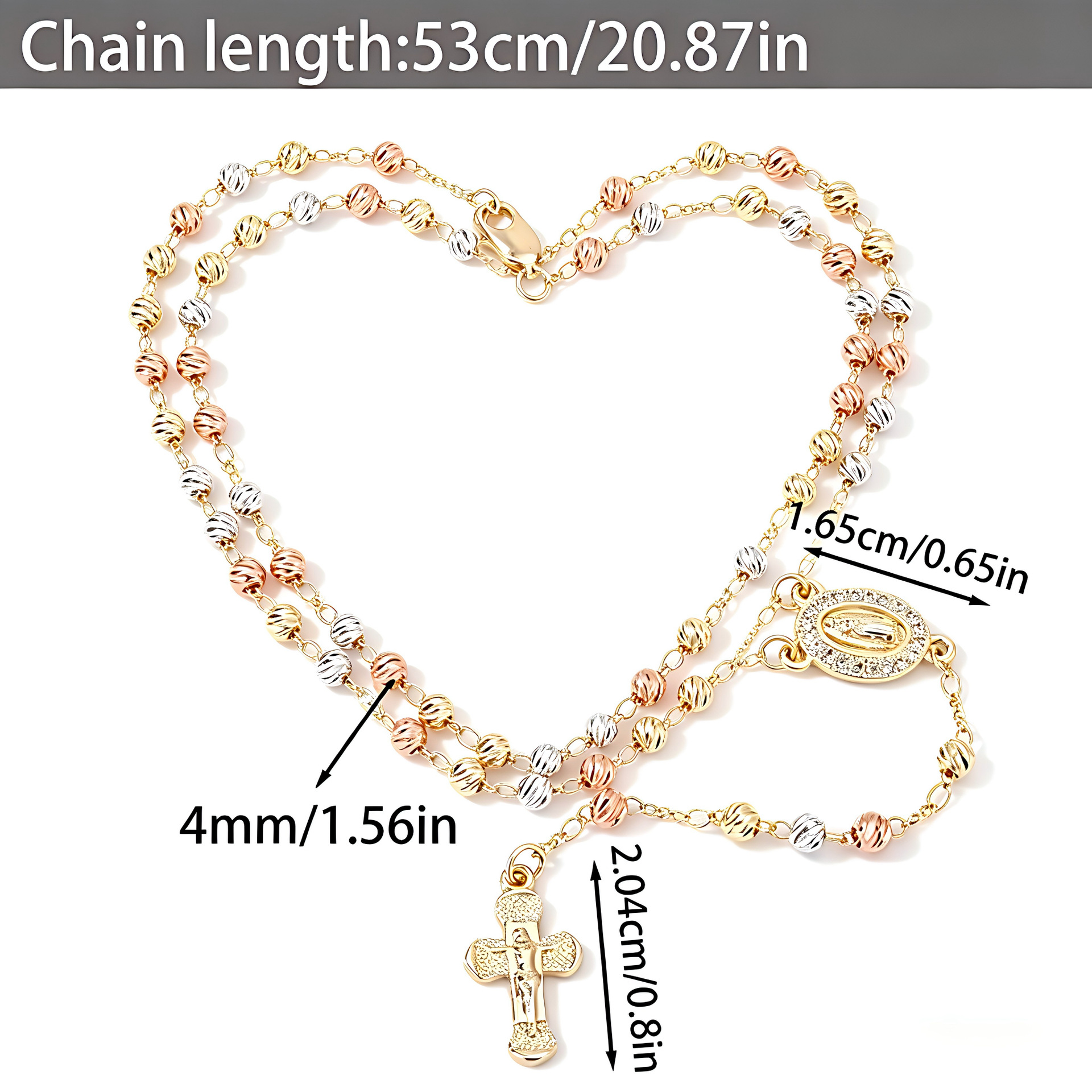 Virgin Mary Medal Beaded Y‑Shape Necklace