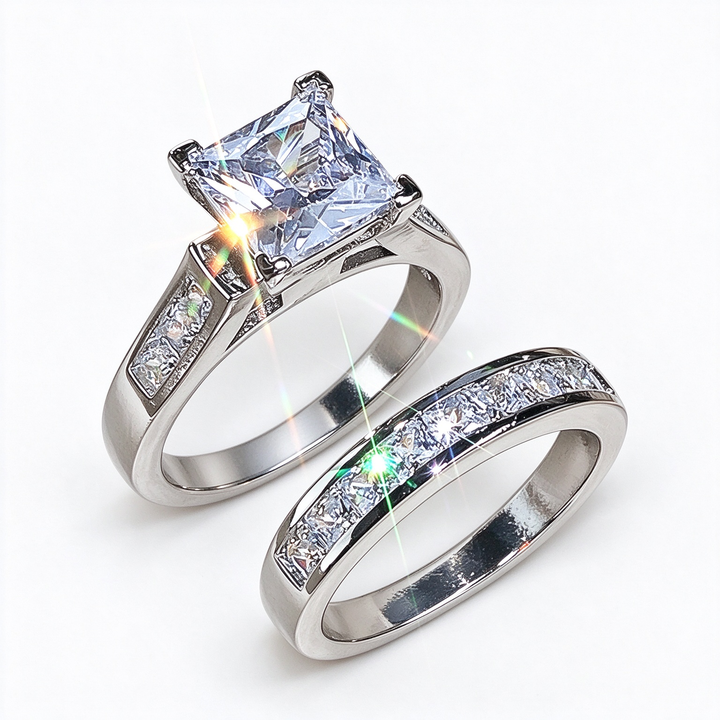 Square Zircon Ring Stack Set