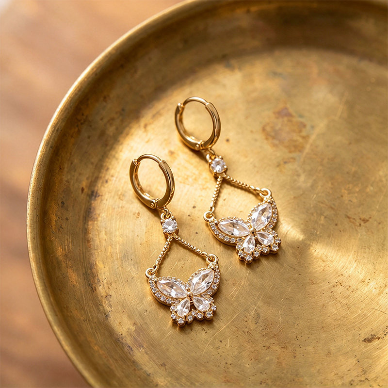 Gold butterfly earrings