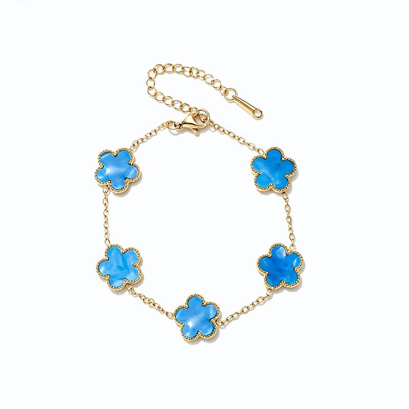 Titanium Steel Five Leaf Clover Bracelet