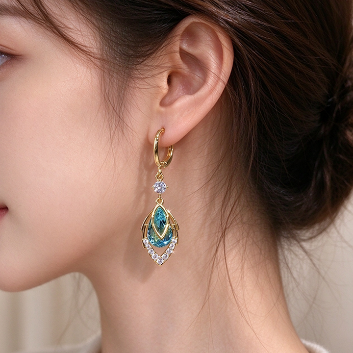 Water drop leaf earrings