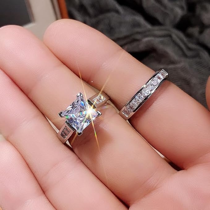 Square Zircon Ring Stack Set