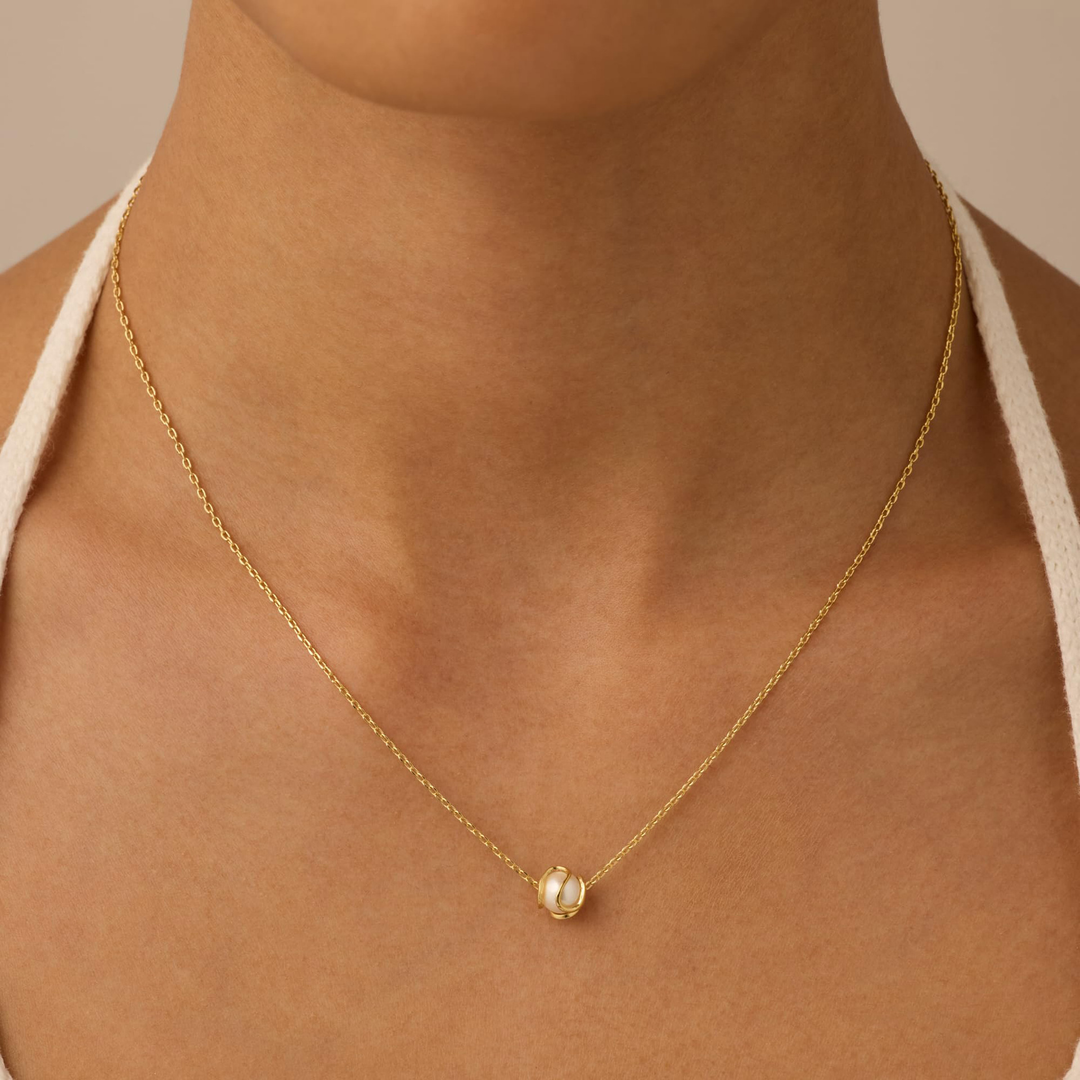 Wrapped Pearl Pendant &amp; Earring Set