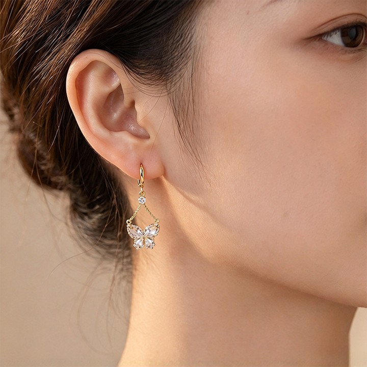 Gold butterfly earrings
