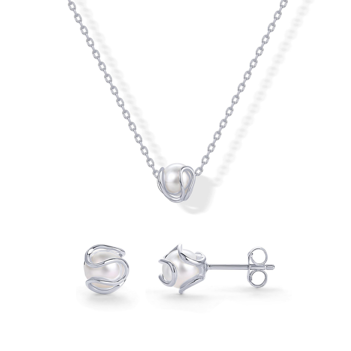 Wrapped Pearl Pendant &amp; Earring Set