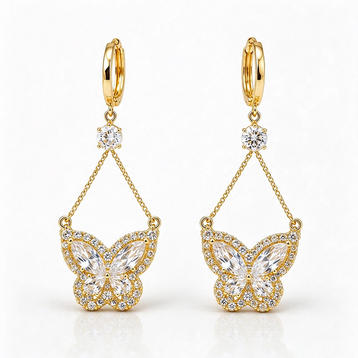 Gold butterfly earrings