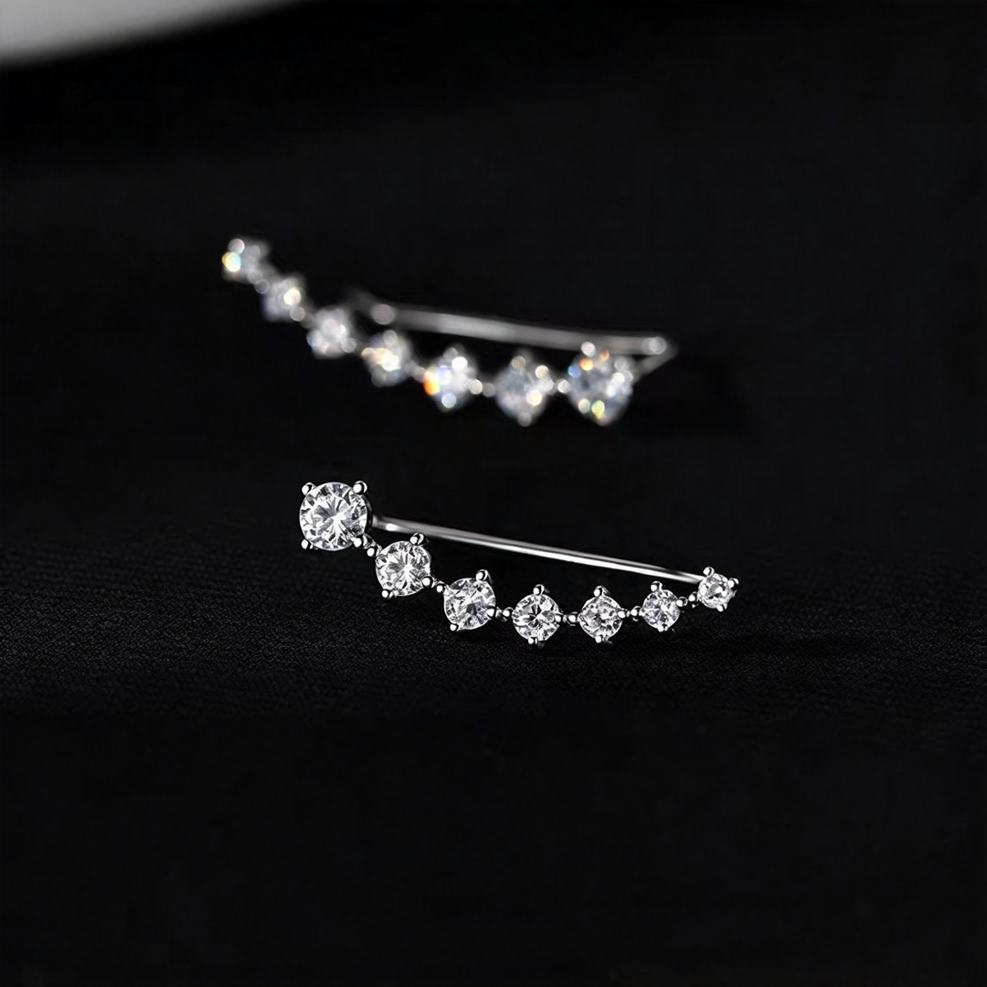 Sterling silver needle zircon stud earrings
