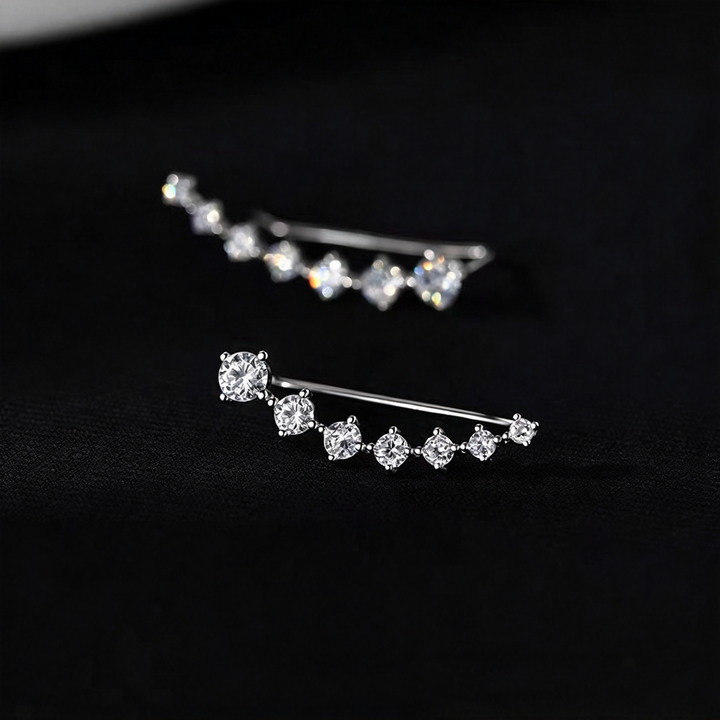 Sterling silver needle zircon stud earrings