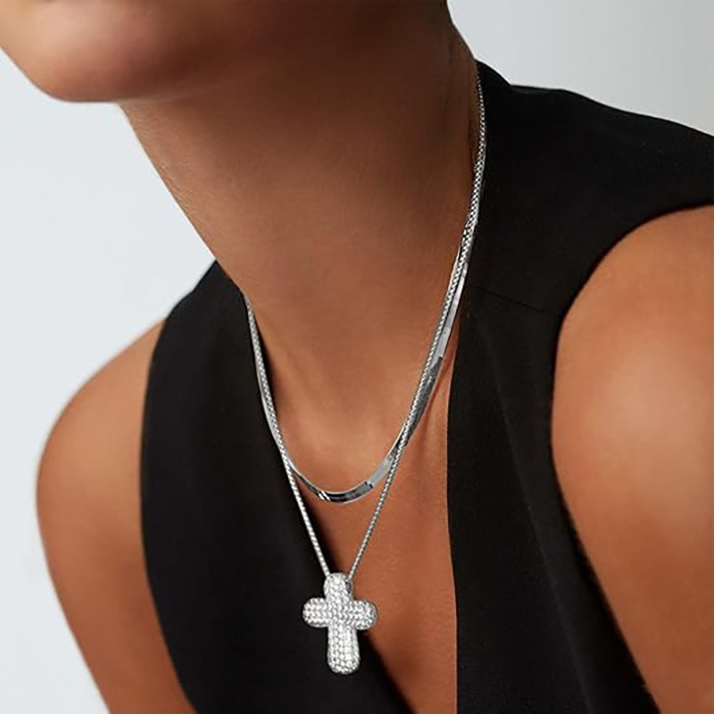 Sparkly Paved Cross Pendant Necklace