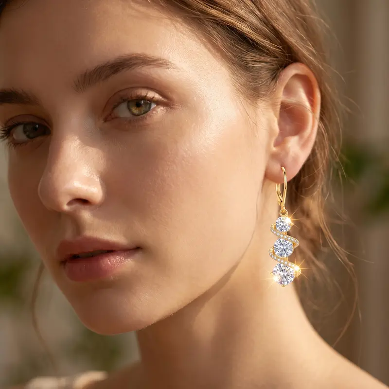 Round Zirconia Drop Earrings