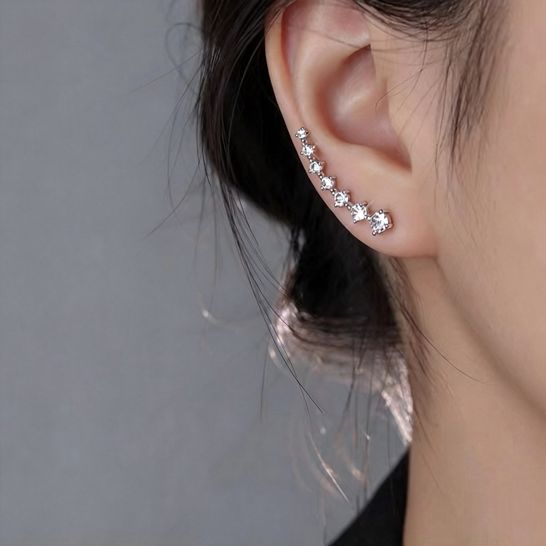Sterling silver needle zircon stud earrings